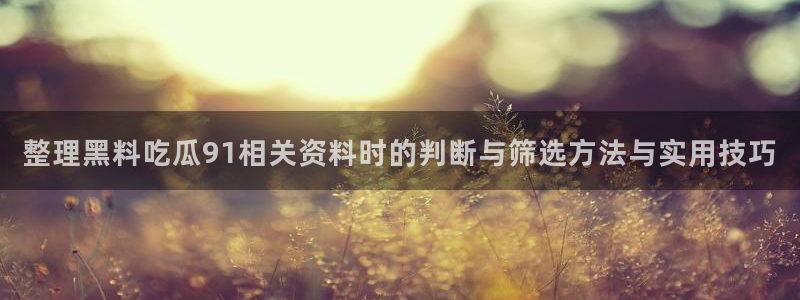 网络吃瓜热点:整理黑料吃瓜91相关资料时的判断与筛选方法与实用技巧
